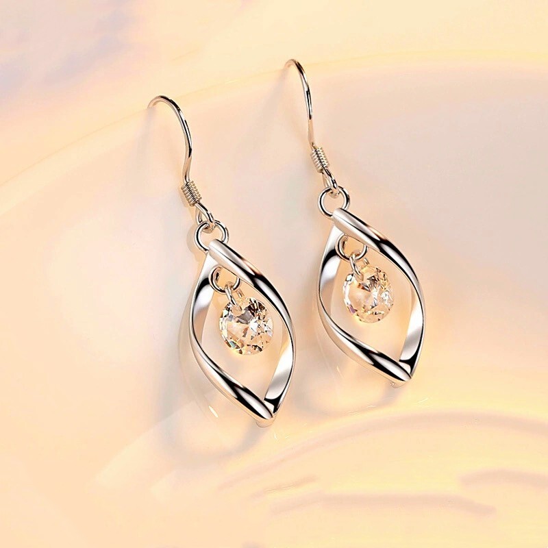 Leaf Drop Dangle Swirl Hook Long Earrings 925 Sterling Silver Womens Jewellery