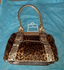 BORSA BORSETTA LEOPARDATO E ORO. PELLICCIOTTO ECOLOGICO KATHY VAN ZEELAND