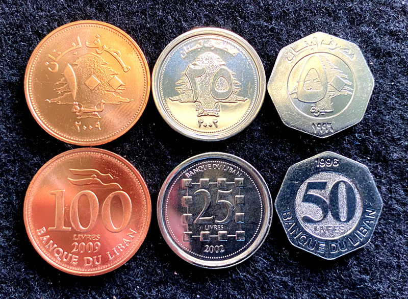 Lebanon 3 Coins Set  25, 50, 100 Livers UNC World Coins