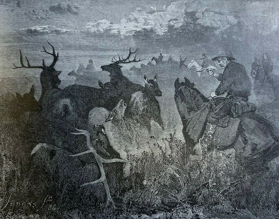 1888 Elk Hunt on Nebraska Plains Inness illustrations eBay