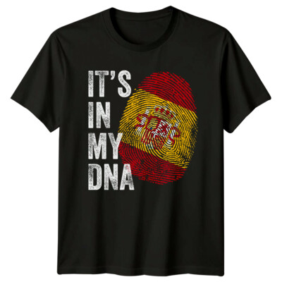 Its In My DNA Spanien Flagge Fingerabdruck Herren T-Shirt Damen Grafik Tee
