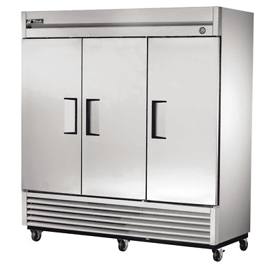 True T-72F-HC - Three Section Solid Door 72 cu ft Bottom Mount Reach-In Freezer