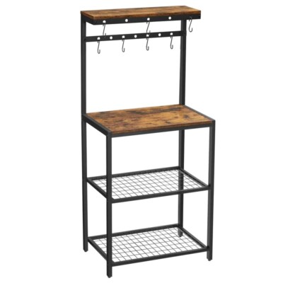 bakers rack/plant stand Black metal with wood shelf. Brand new in the box |  eBay