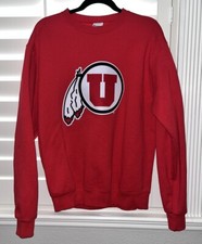 Champion University Of Utah Utes Red Crewneck Sweatshirt Size Medium