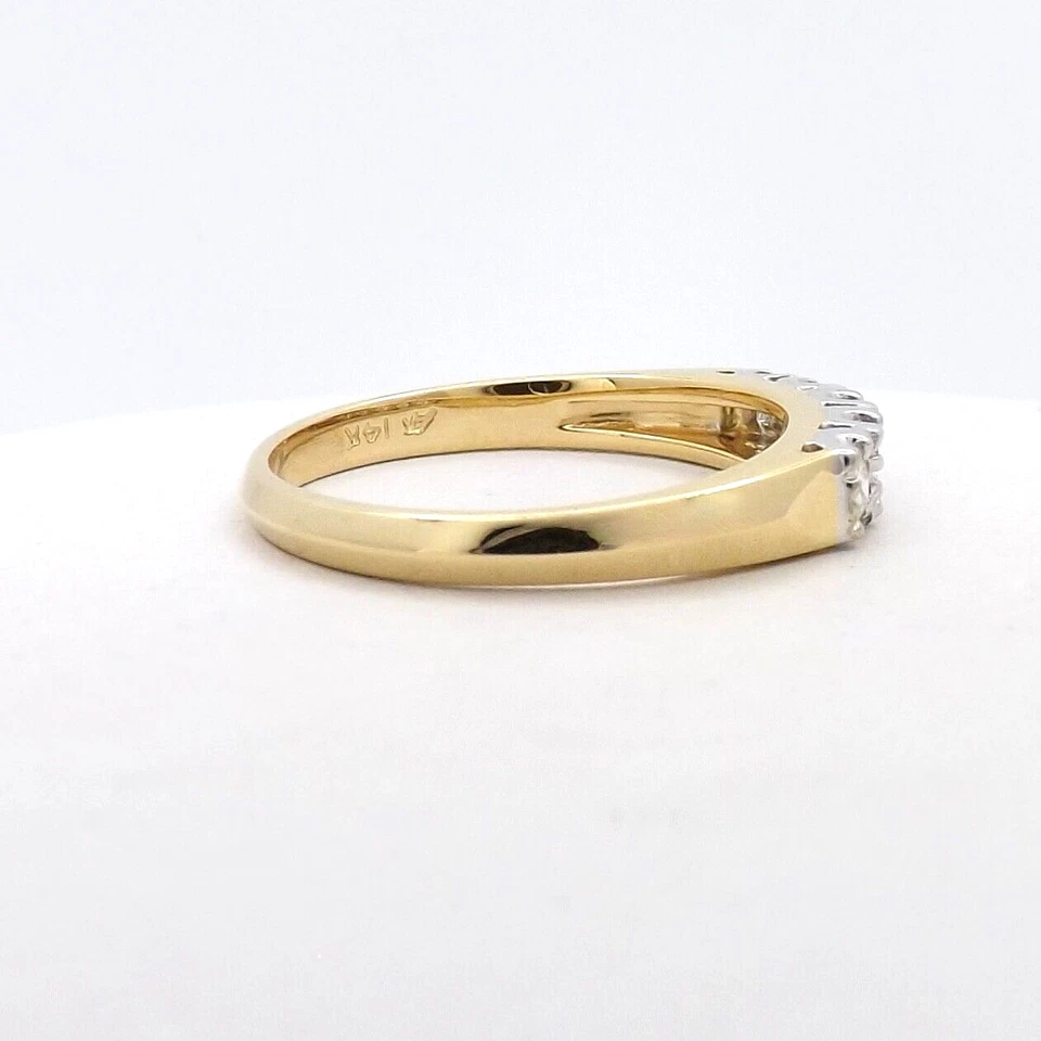 14k Gold Natural Diamond 5 Stone Wedding Anniversary Band Ring Knife Edge - Image 4 of 4