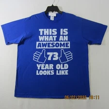 Port & Company Shirt Mens 2XL XXL Blue Short Sleeve Lightweight Casual Cotton   