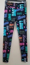 No Boundaries Women Legging Black Love Words Juniors S 3-5 NEW