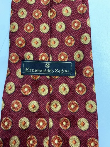 Ermenegildo Zegna Men's Silk NECK Tie made in Italy Red/Maroon - Picture 3 of 8