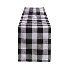 Buffalo Check Plaid Table Runner for Dining Table Decor, 14"x108", Black/White