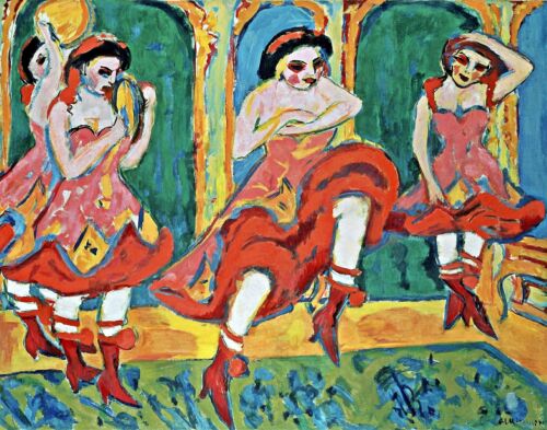 Bailarines artísticos de Ernst Kirchner. Lona divertida pintura al óleo con estampado de Giclee - Imagen 1 de 1