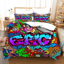 Duvet Cover Set Hip Hop Graffiti Style 2/3 Pcs Bedding Set Pillowcase T1