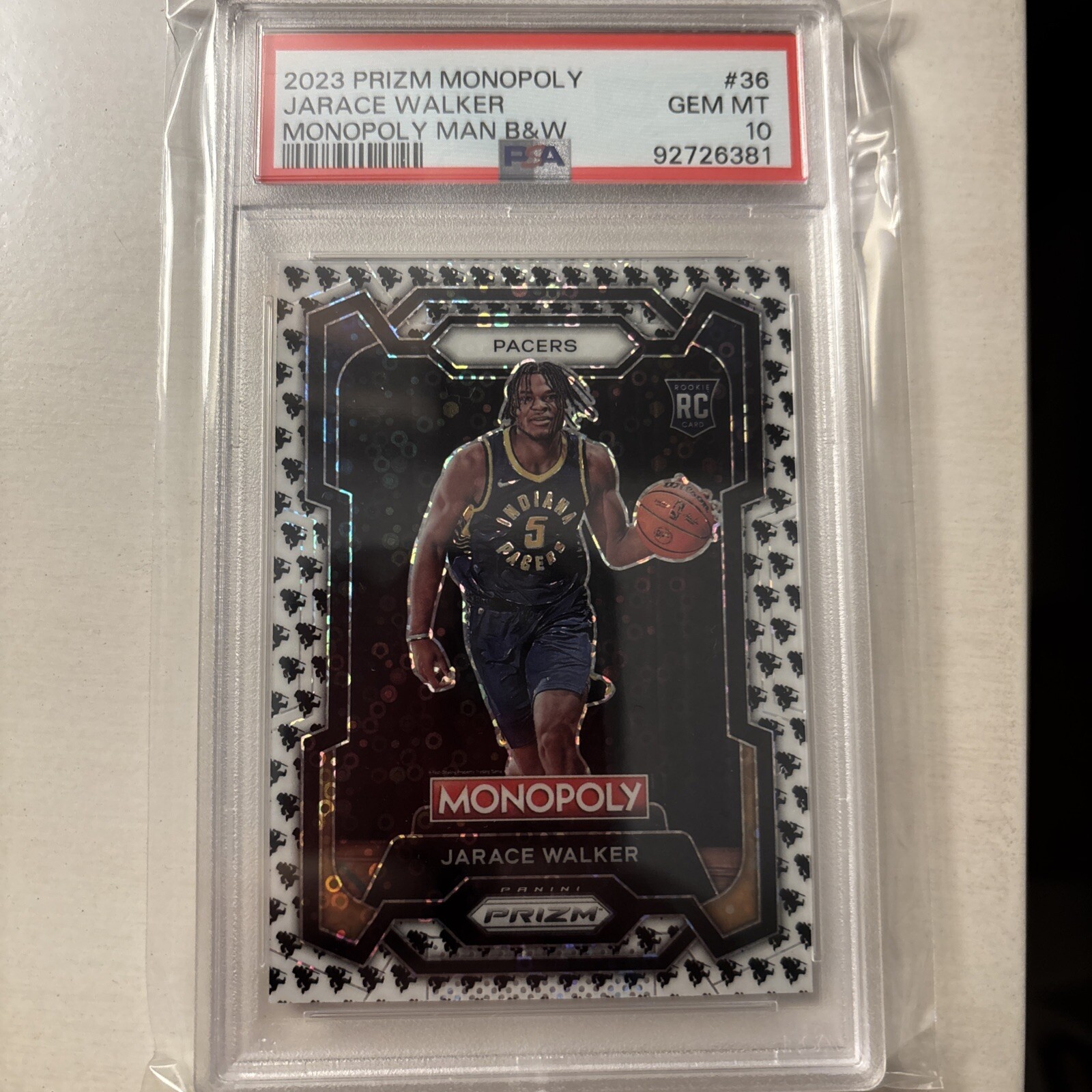 2023-24 Panini Prizm  Monopoly Man Black and White #36 Jarace Walker PSA 10