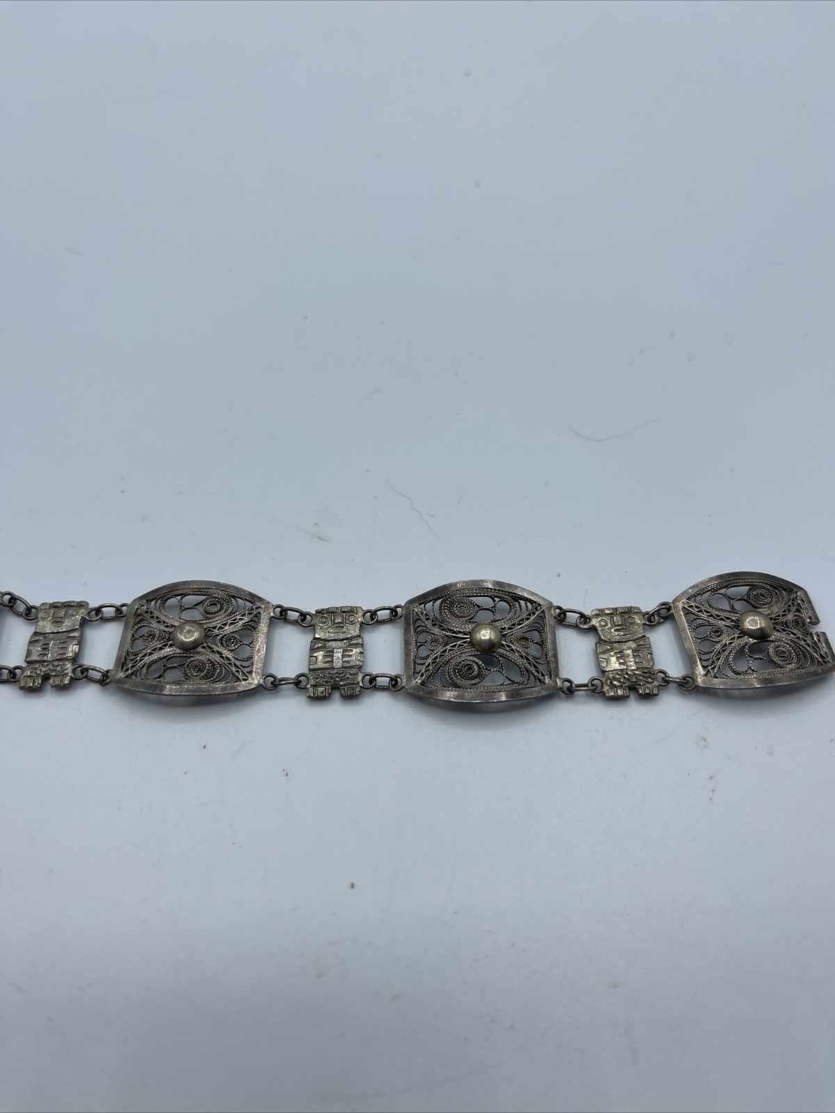 Beautiful Vintage 900 Sterling Silver Flower And Aztec Filigree ...