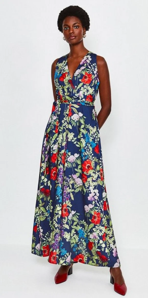Designer Karen Millen Size 10 Floral Halter Neck Wide Leg Women s