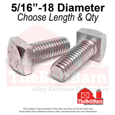 5/16'' Square Head Bolts Grade A307 Galvanized (Choose Length & Qty)
