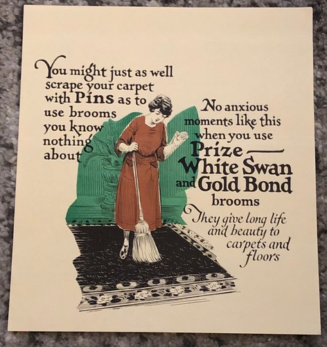 Antique Broom Label Crate White Swan Gold Bond Amsterdam New York NY Vintage