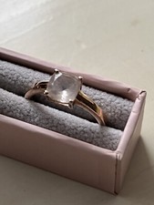 MORGANITE CUSHION CUT RING ROSE GOLD PLATED STERLING SILVER SIZE P