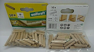 2 Stück Wolfcraft 2 x 50 x Holzdübel Langholzdübel 6 x 30 mm 2906000