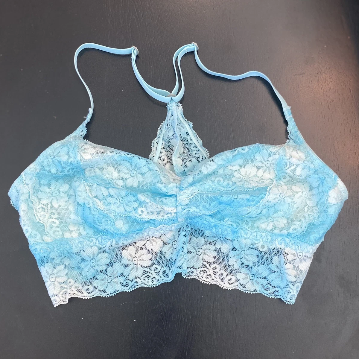 NWT Gilly Hicks Hollister Unlined wireless Bralette Size L Light Blue Tie  Dye