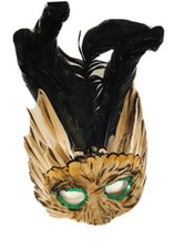 Vintage 1980's Halloween Mardi Gras Real Feather Mask