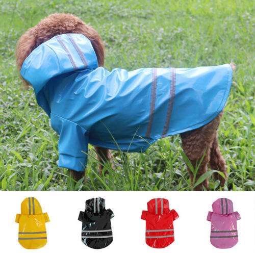 Waterproof Reflective Dog Rain Coat Pet Clothes Raincoat Jacket Outdoor Costume - Picture 1 of 17