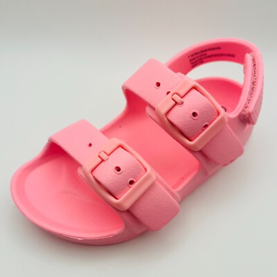 Toddler Girls Pink Footbed Sandals Open Toe Hook Loop Lightweight Summer Shoes