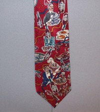 Tabasco CRAB & LOBSTER DINING Burgundy 58" Silk Neck Tie made in USA #842