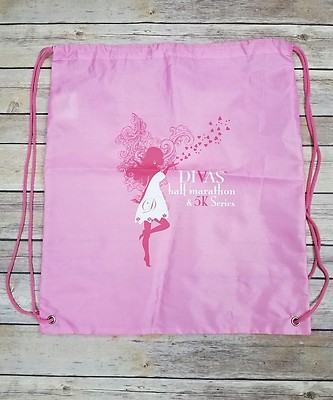 Divas Half Marathon 13.1 and 5K Running Race Drawstring Bag Backpack Girl Pink
