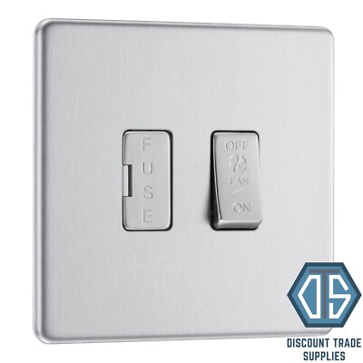 BG Schraubenloser gebürsteter Stahl 10A Dreifachpolig gesicherter Lüfter Isolator Schalter FBS15F