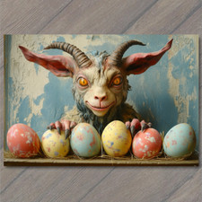 FLATCARD Evil Goat Horned Figure Easter Egg Ominous Mythical Horror Fantasy
