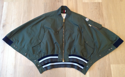 MONCLER Reblochon Women's Dark Green Cape Style Bomber MONCLER Reblochon Women's Dark Green Cape Style Bomber