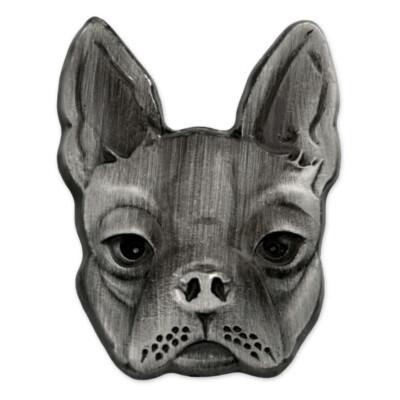 PinMart's Silver 3D Boston Terrier Dog Breed Dog Lover Lapel Pin