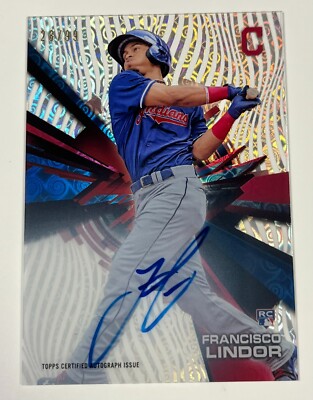 2015 Topps High Tek Francisco Lindor On Card Rookie Auto Card HT-FL #D /99 RARE
