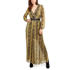 Guess Maya Maxi Snakeskin Print Pleated Dress Size XL