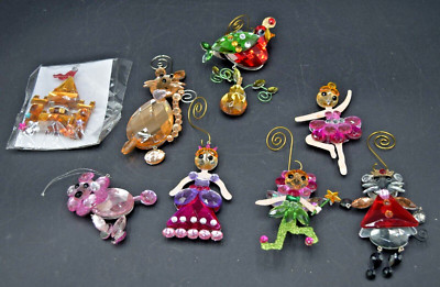 (8) ACRYLIC CRYSTAL GEM JEWEL ORNAMENTS BALLERINA, CASTLE, RAT, LION, CAT, ETC.