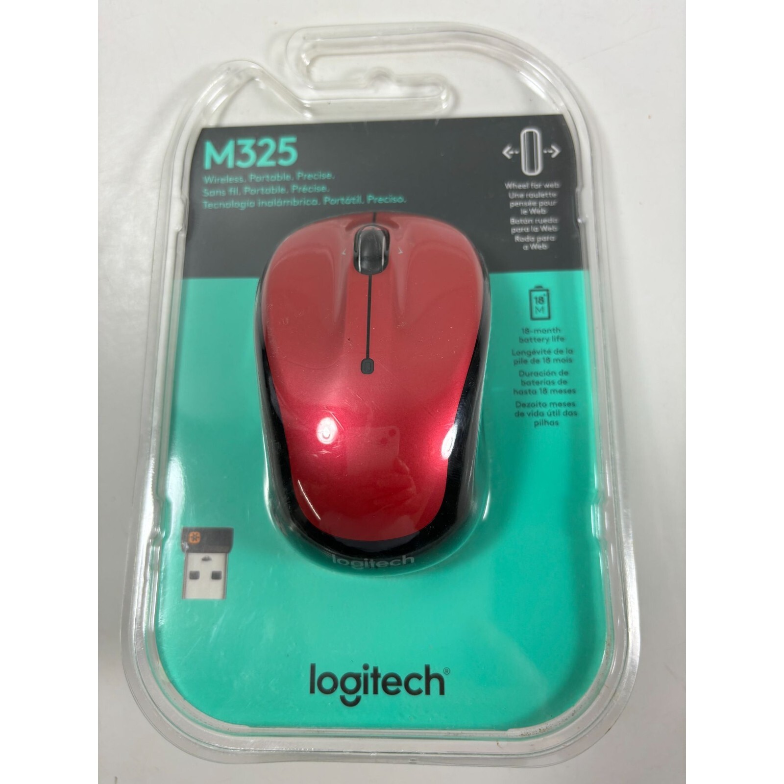 Logitech M325 Wireless Portable Mouse Red & Black