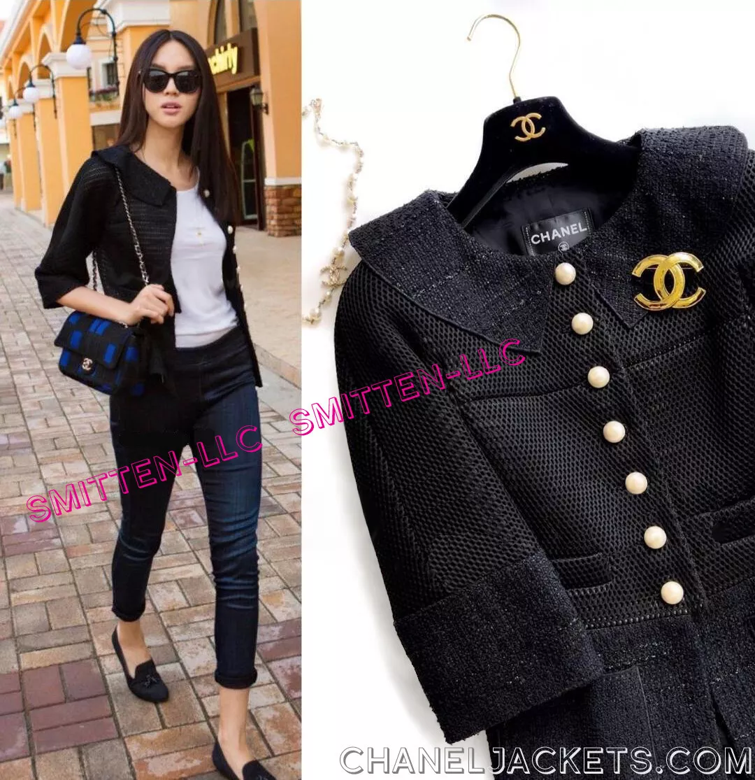 $5,120 CHANEL Black Textured Mesh & Tweed JACKET * FR 36 / US 2 * PRISTINE