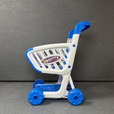 Mini Toy Shopping Cart Doll Grocery Cart Plastic Supermarket Basket Blue