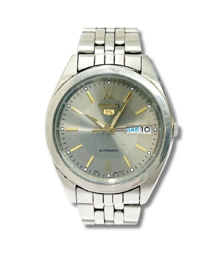 Orologio Uomo Seiko 5 Automatico Quadrante Nero Acciaio Inox Argento