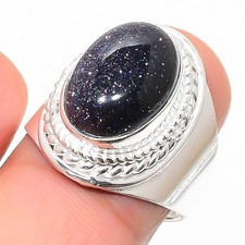 Black Sunstone Gemstone 925 Sterling Silver Jewelry All Size Ring For Gift
