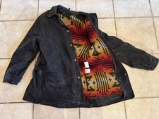 VTG Woolrich Blanket Lined Aztec Barn Chore Jacket Made In USA Size Large