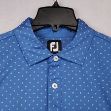 FootJoy Polo Shirt Mens XL Blue White All Ovre Print Performance Stretch Logo