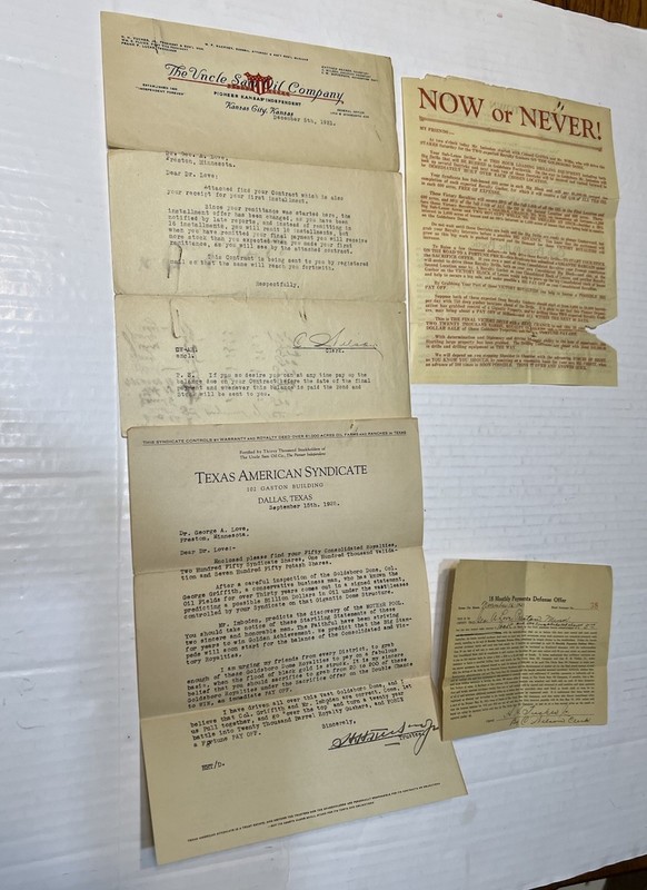 Vintage Uncle Sam Oil Company Papers & More Lot of 4