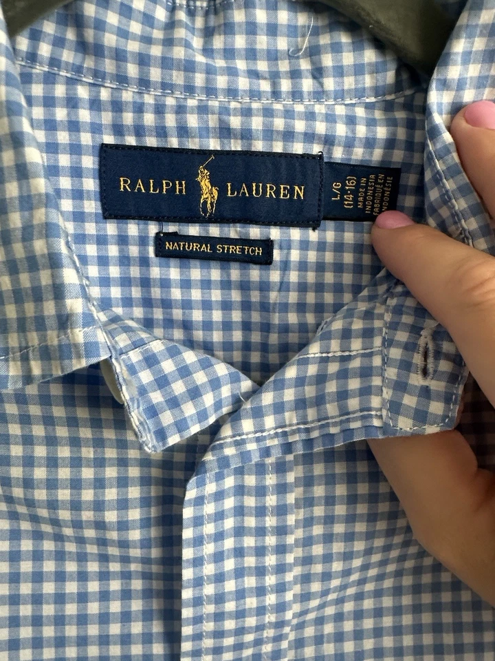 Ralph Lauren для мальчиков длинным рукавом имбирь рубашка на пуговицах размер большой 14/16 - Изображение 2 из 4