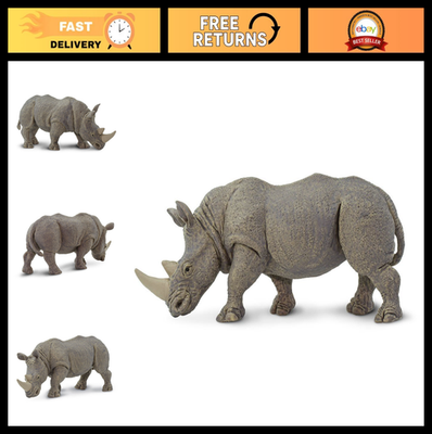 #ad Realistic White Rhino Figurine Hand Painted 5.75quot; Model Safe Educational Toy $19.79