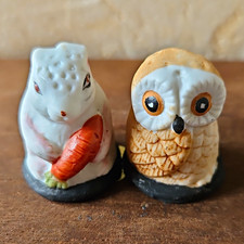Animal Thimbles, Rabbit Holding Carrot & Owl