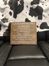 Sign for Wedding Solid Wood One Sided Sign for Wedding Reception for Bar Area