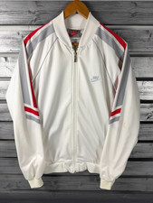 Vintage 80s Nike Track Jacket Mens L/M White zip Up Long Sleeve Hip Hop Red Tag