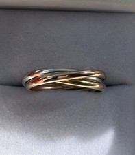 Russian Wedding Ring 9ct Tri-Colour Gold Size N 3-Band