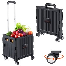 VEVOR Folding Shopping Cart Foldable Utility Cart 110 lbs Telescoping Handle